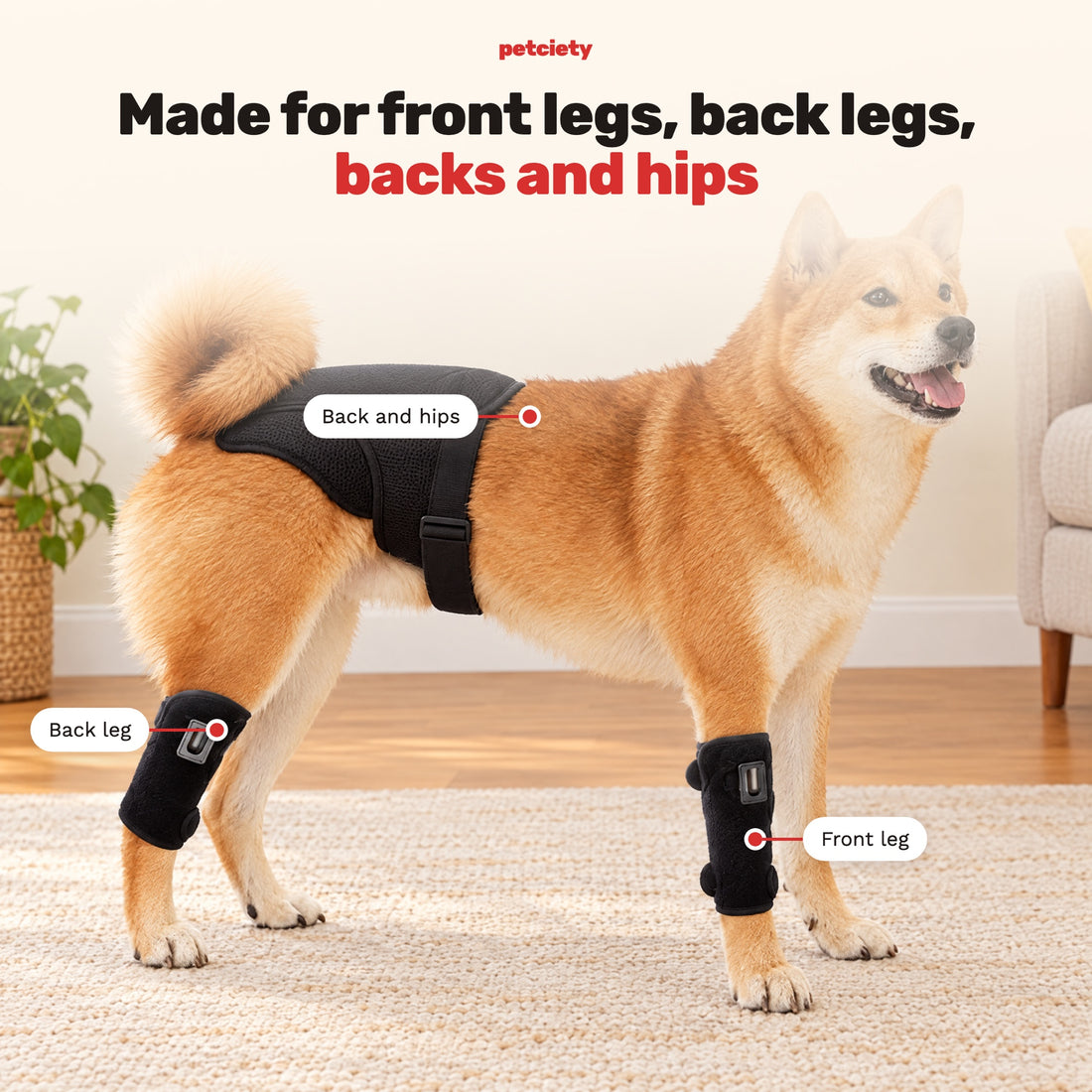 Made for front legs, back legs, backs and hips